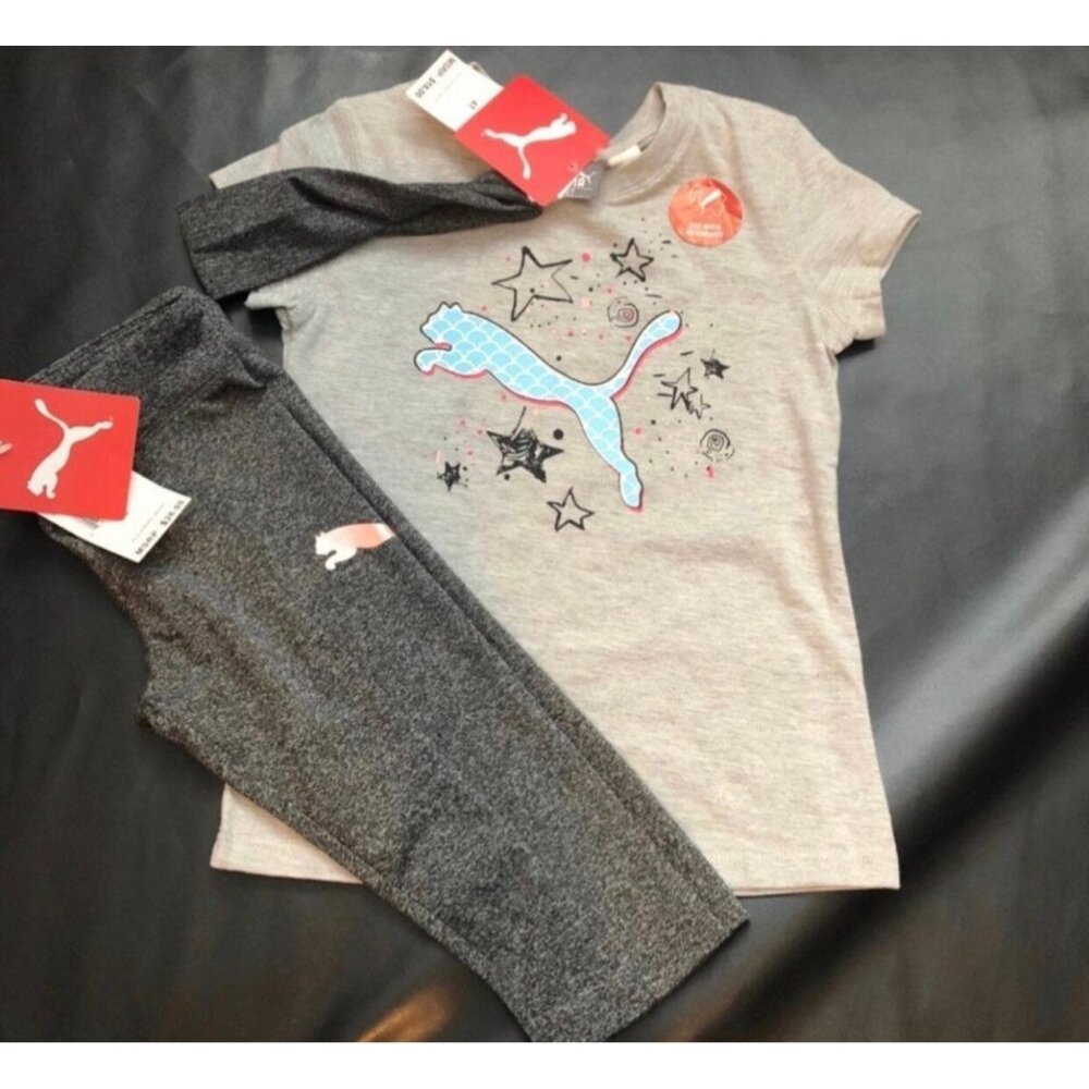 NWT Puma Glitter Tee & Leggings Set Girls Size 4